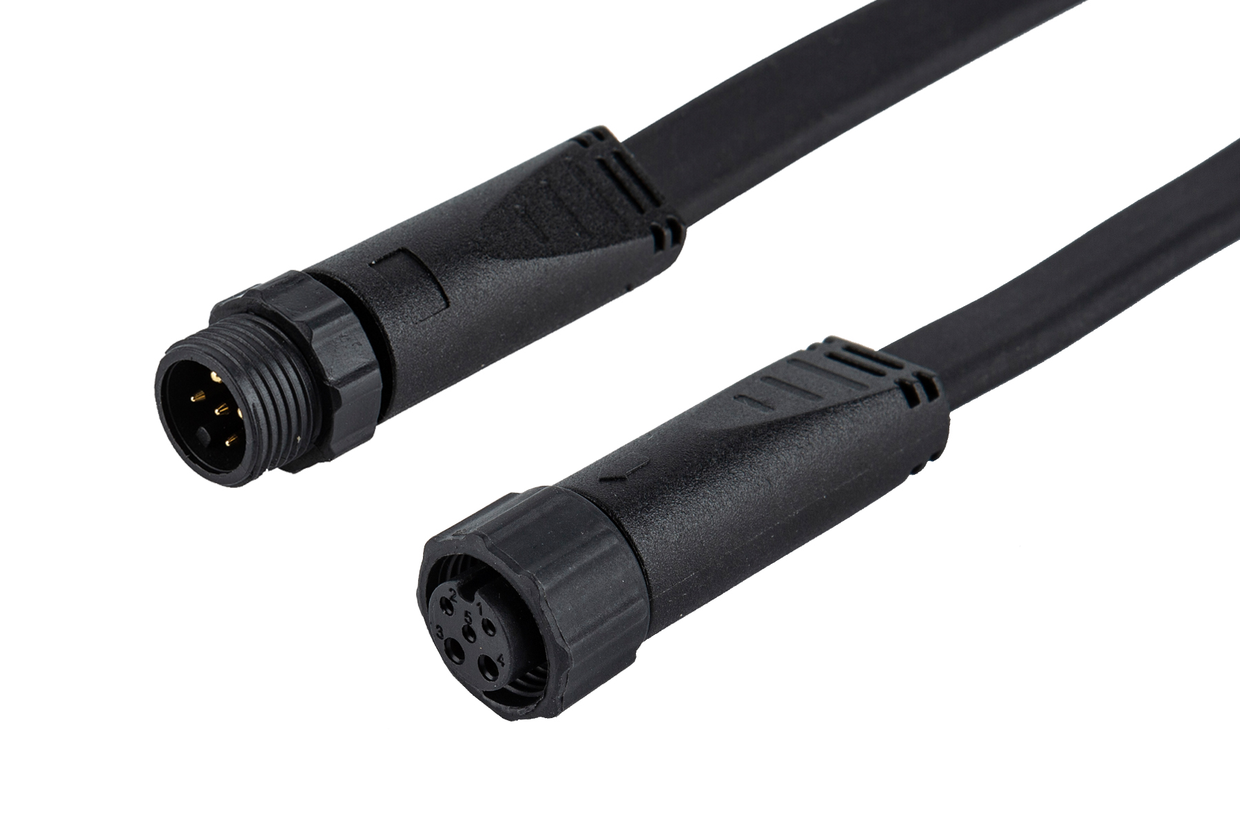 M12插针端防水连接器2~8芯(扁平线)